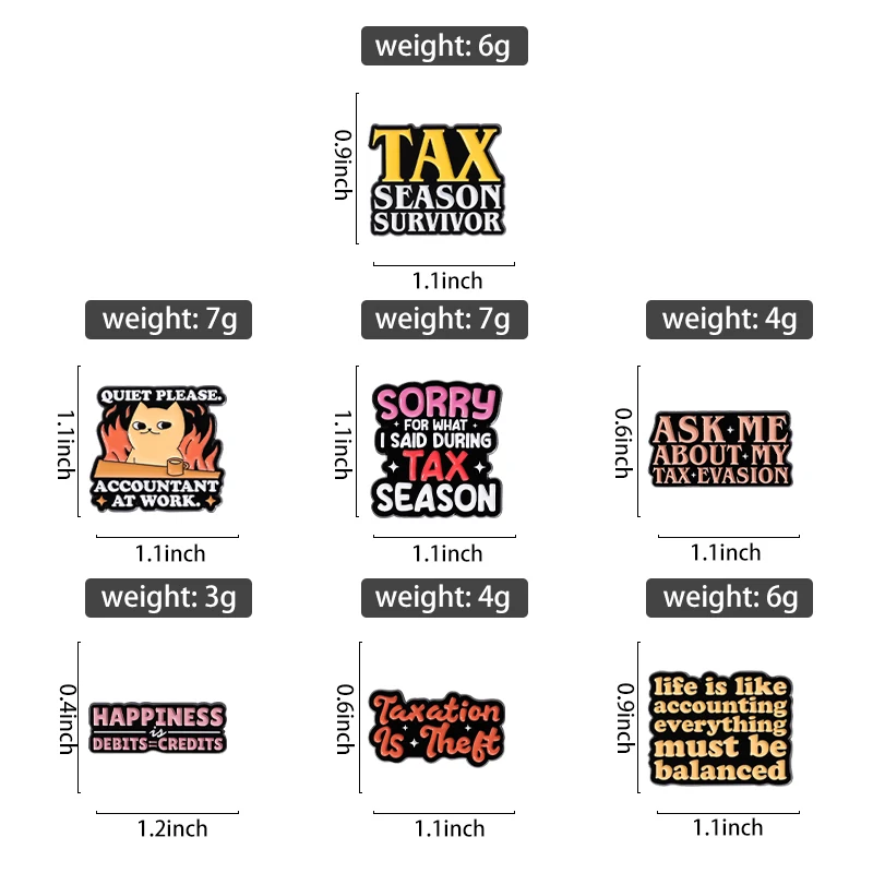 Tax Season Survivor Enamel Pins Cartoon Metal Brooches Accounting Taxation Cute Lapel Badge Accessories for Gift Wholesale