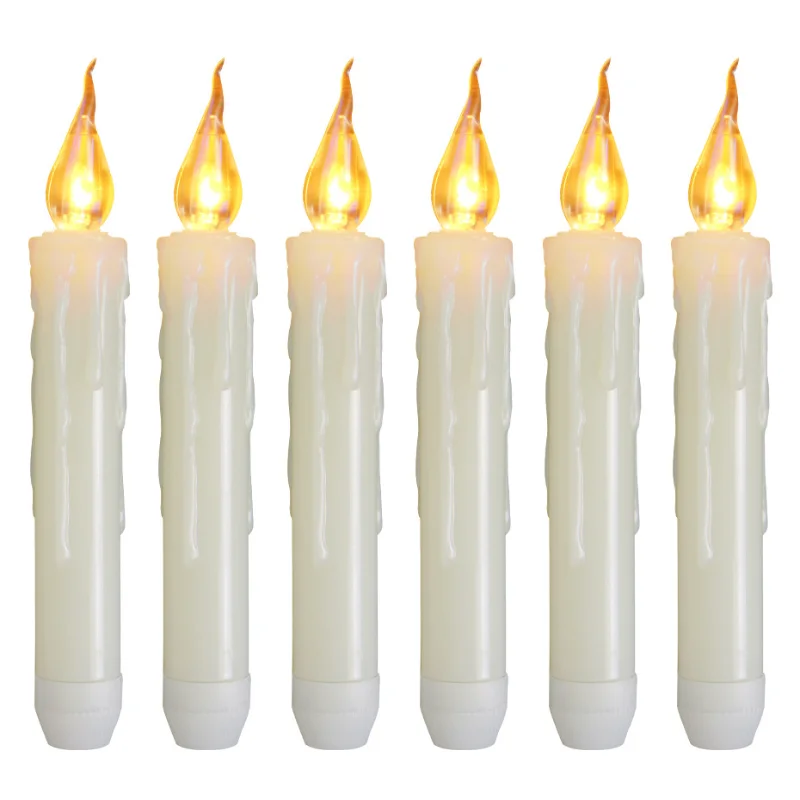 Chistmas Wedding Decoration LED Flameless Taper Candles, Realistic Battery Operated Flickering Flame Handheld Candlesticks