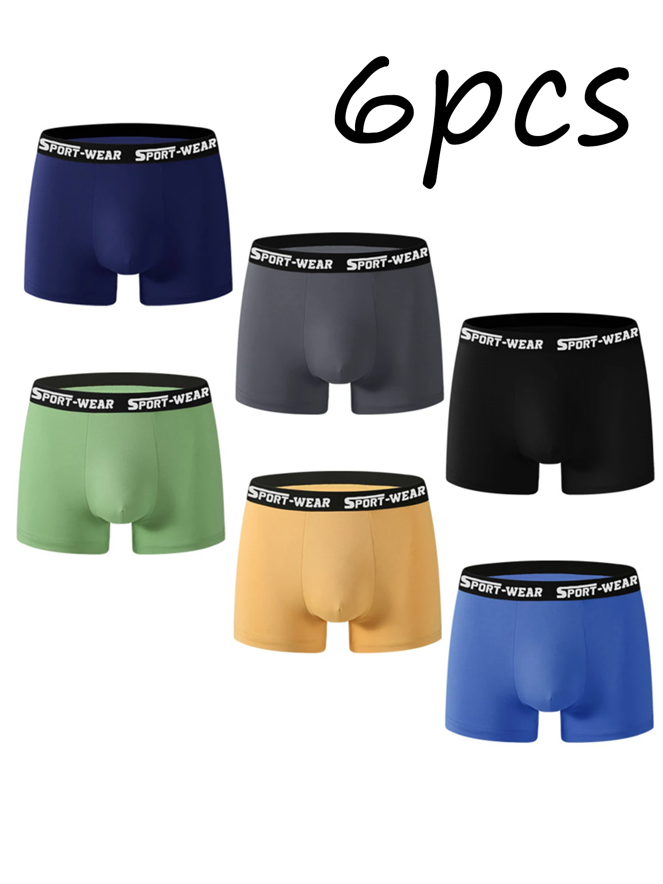 

Solid color simple and popular 6-piece men's flat corner underwear, soft and comfortable daily underwear, with multiple colors a