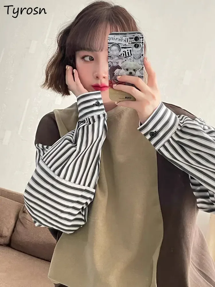 

Sweatshirts Women Loose Patchwork Creativity Retro Design Stylish Spring All-match Cozy Casual Korean Style Streetwear Daily New