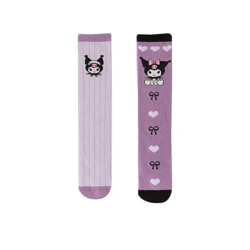 Disney Kuromi cute girls spring and autumn fashionable cartoon style comfortable soft skin-friendly pure cotton mid-length socks