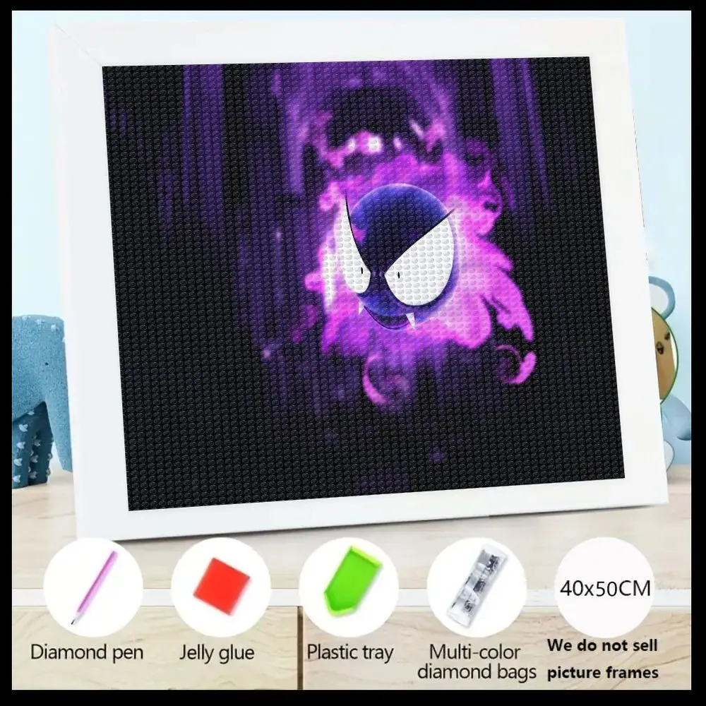 

1 шт. 5D набор алмазной живописи DIY Ghost - как искусство персонажа с завивающейся фиолетово-розовой энергией - 40x50 см, в комплект входит алмазная ручка,