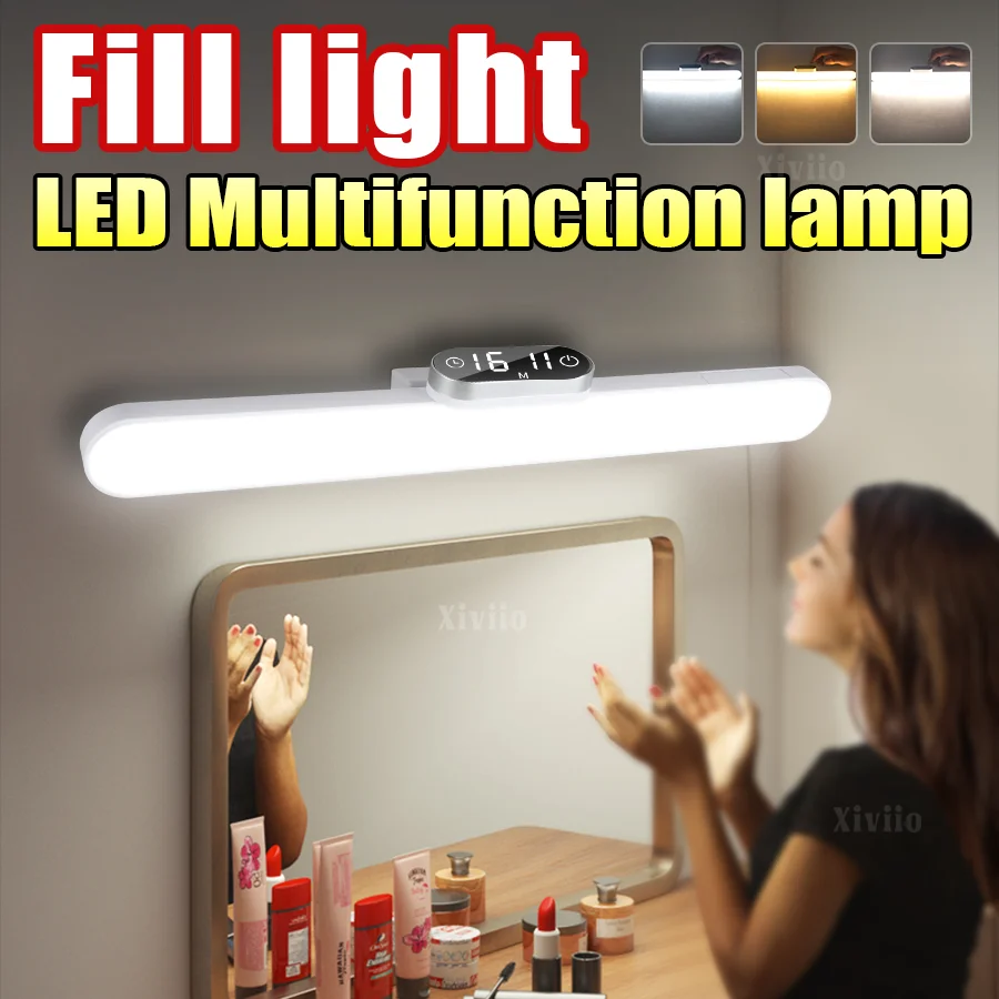 LED Desk Lamp Magnetic Hanging Night Light Type-C USB Rechargeable Table Lamp 3 Colors Reading Light For Cabinet Closet Wardrobe