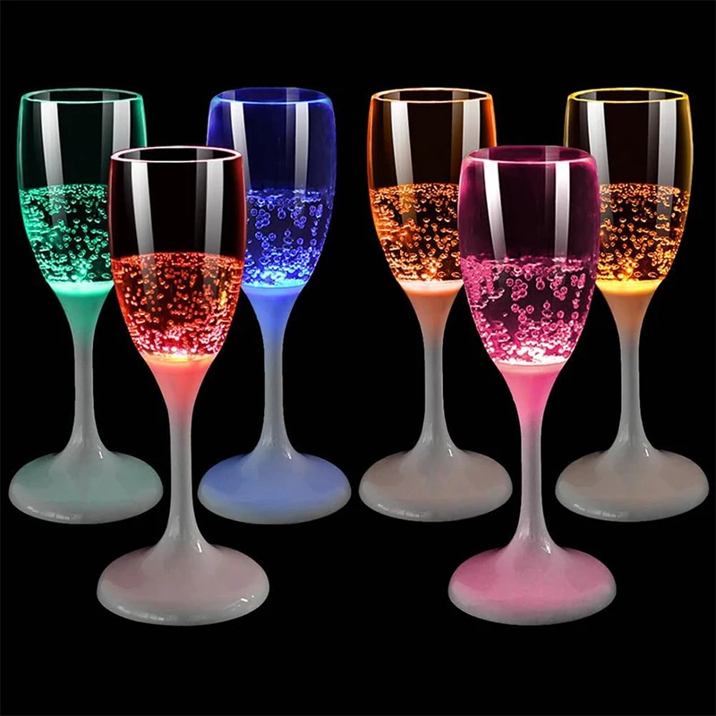 

Led Luminous Wine Glass Neon Glass Champagne Glass Plastic High Foot Wine Cocktail Glass Wedding Party Atmosphere Decoration