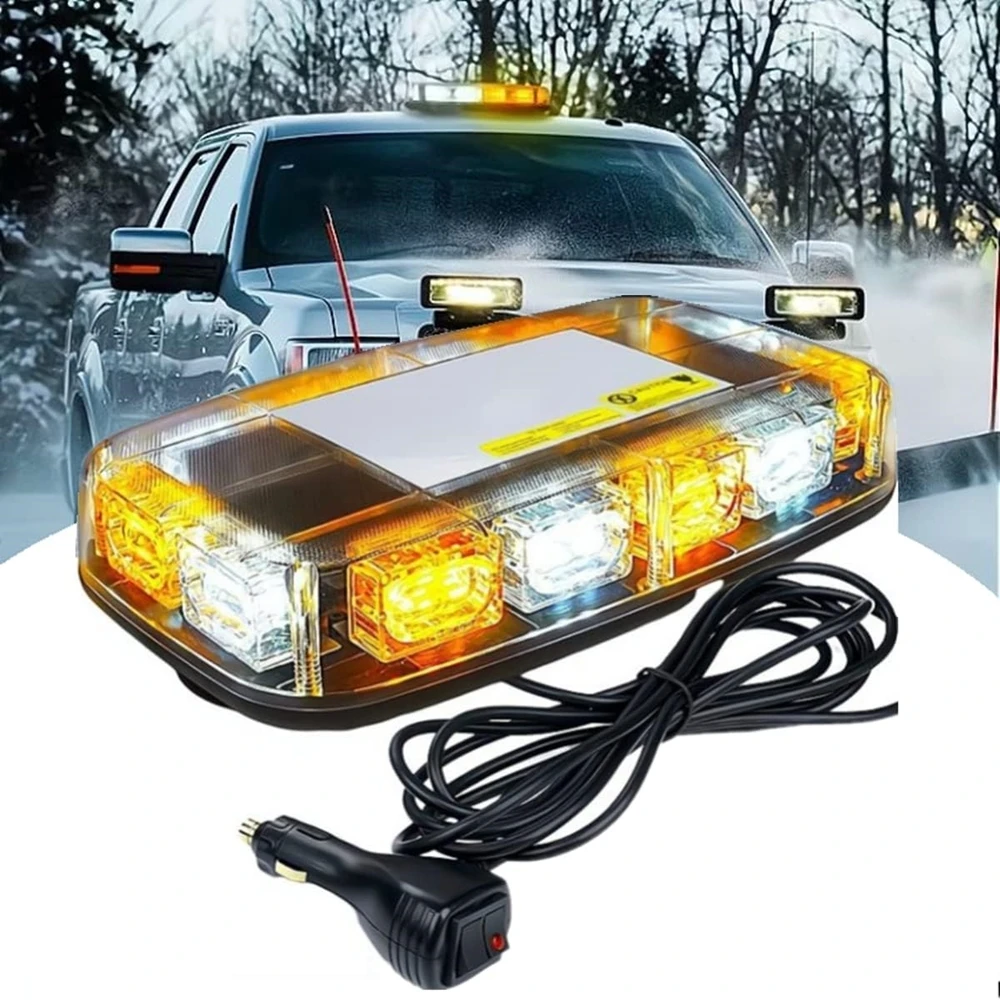 48LED Roof Top Strobe Lights Car Emergency Safety Warning Flashing Light Police Beacon for 12-24V Trucks Construction Vehicles