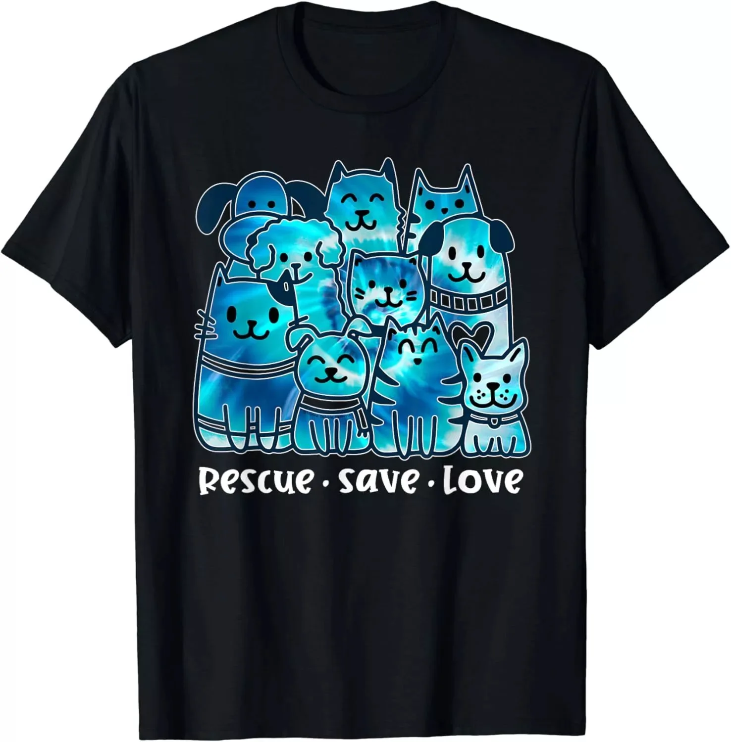 Rescue Save Love Cute Animal Rescue Dog Cat Lovers Gift Men's T-Shirt Size S-5XL