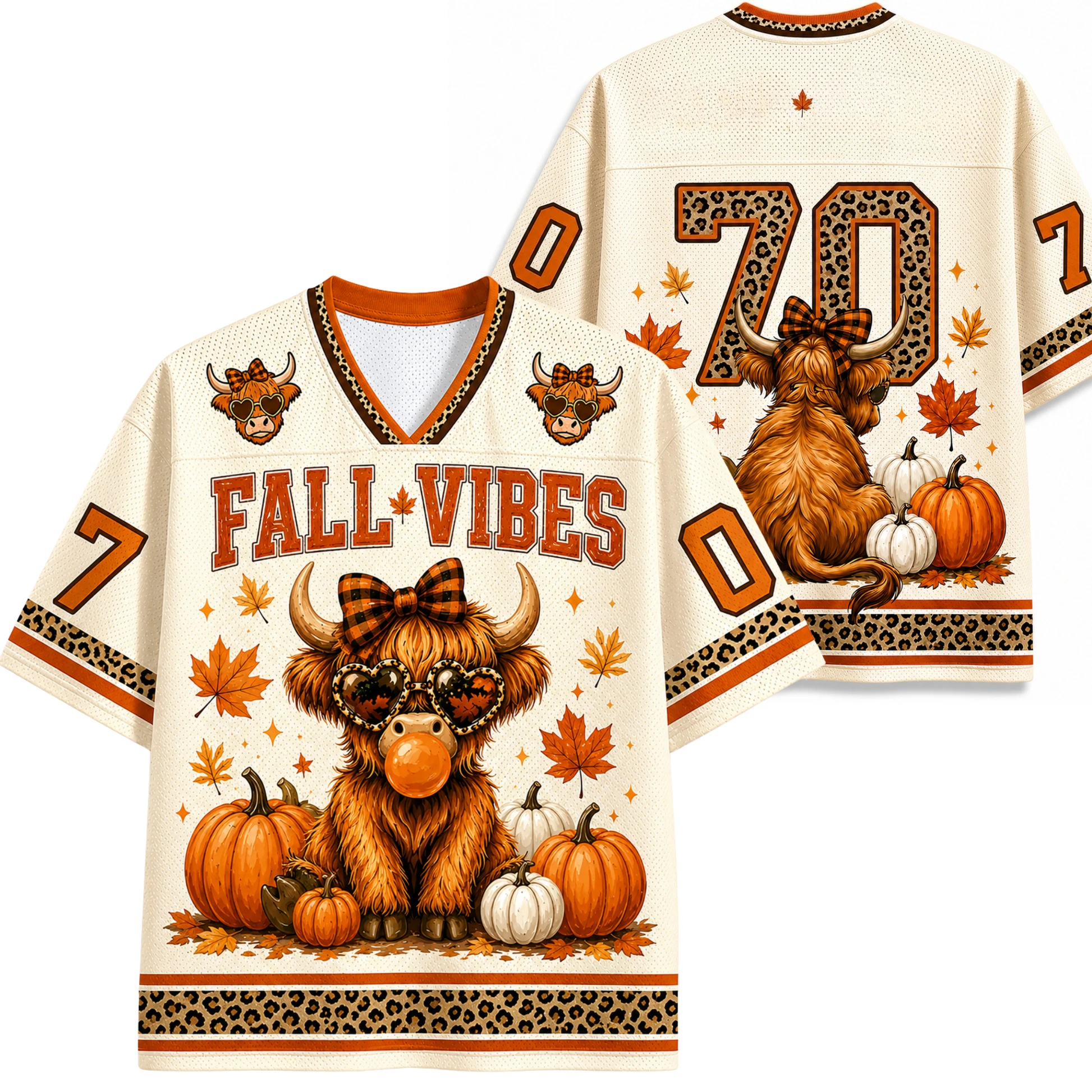 

Retro Leopard Print 3D Printed Bubble Gum Ghost Atmosphere V-neck T-shirt Trendy Halloween Men's and Women's Soccer Jerseys
