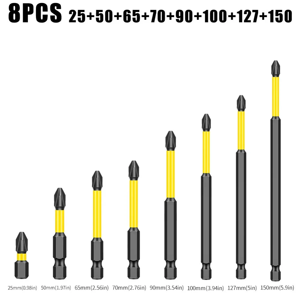

8pcs/set Magnetic Cross Screwdriver Bit High Hardness Non-slip Screwdriver Bit Head Alloy Steel Hexagonal Handle Batch Head