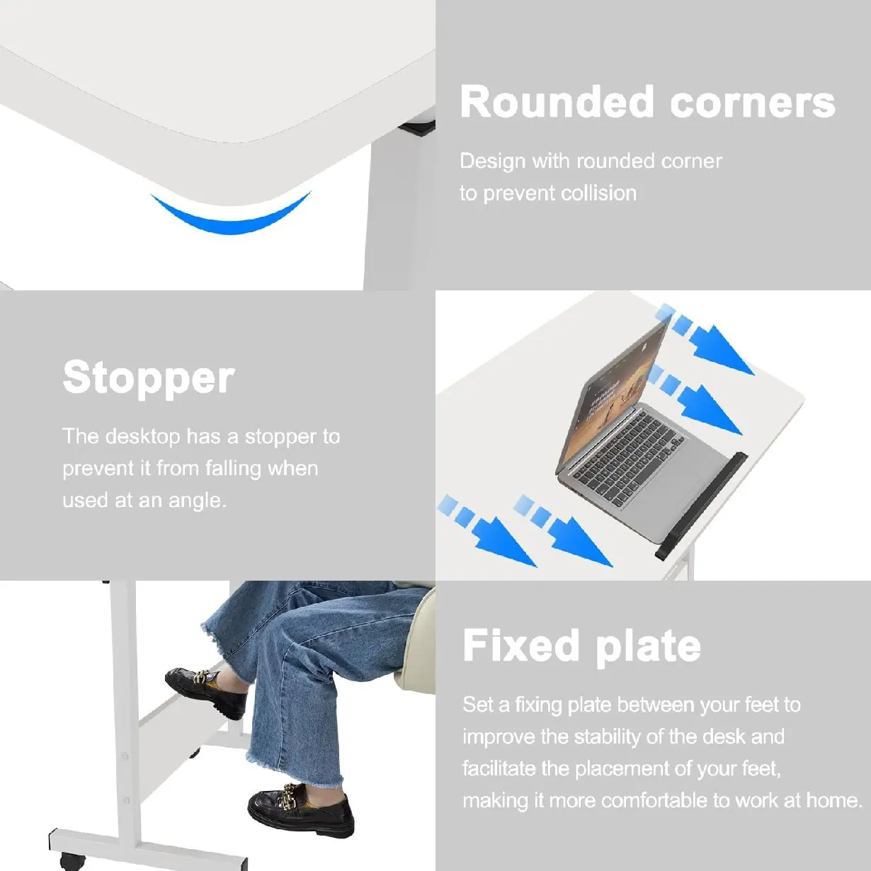 Rolling Desk Adjustable Height,Rolling Computer Cart,Portable Laptop Desk,Small Adjustable Home Office Desk,Rolling Laptop Desk image 5