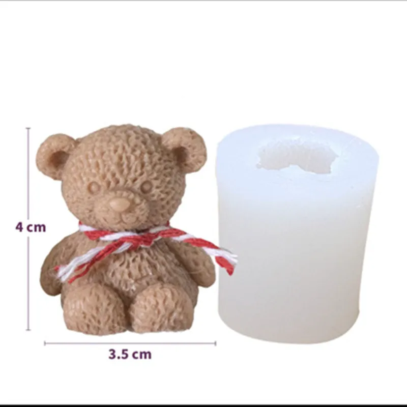 Cute Bear Candle Making Mould 3D Scented Candle Molds DIY Decoration Silicone Mold Handcraft Crystal Epoxy Soap Candle Moulds