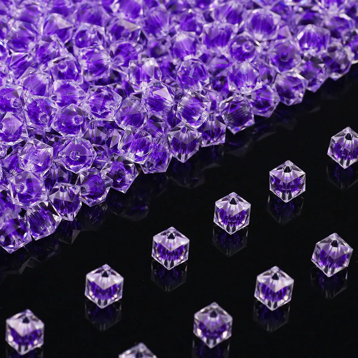 9mm Violet Faceted Translucent Acrylic Bead-in-Bead Crystal Spacer Loose Beads For Jewelry DIY Bracelet Earrings Accessories