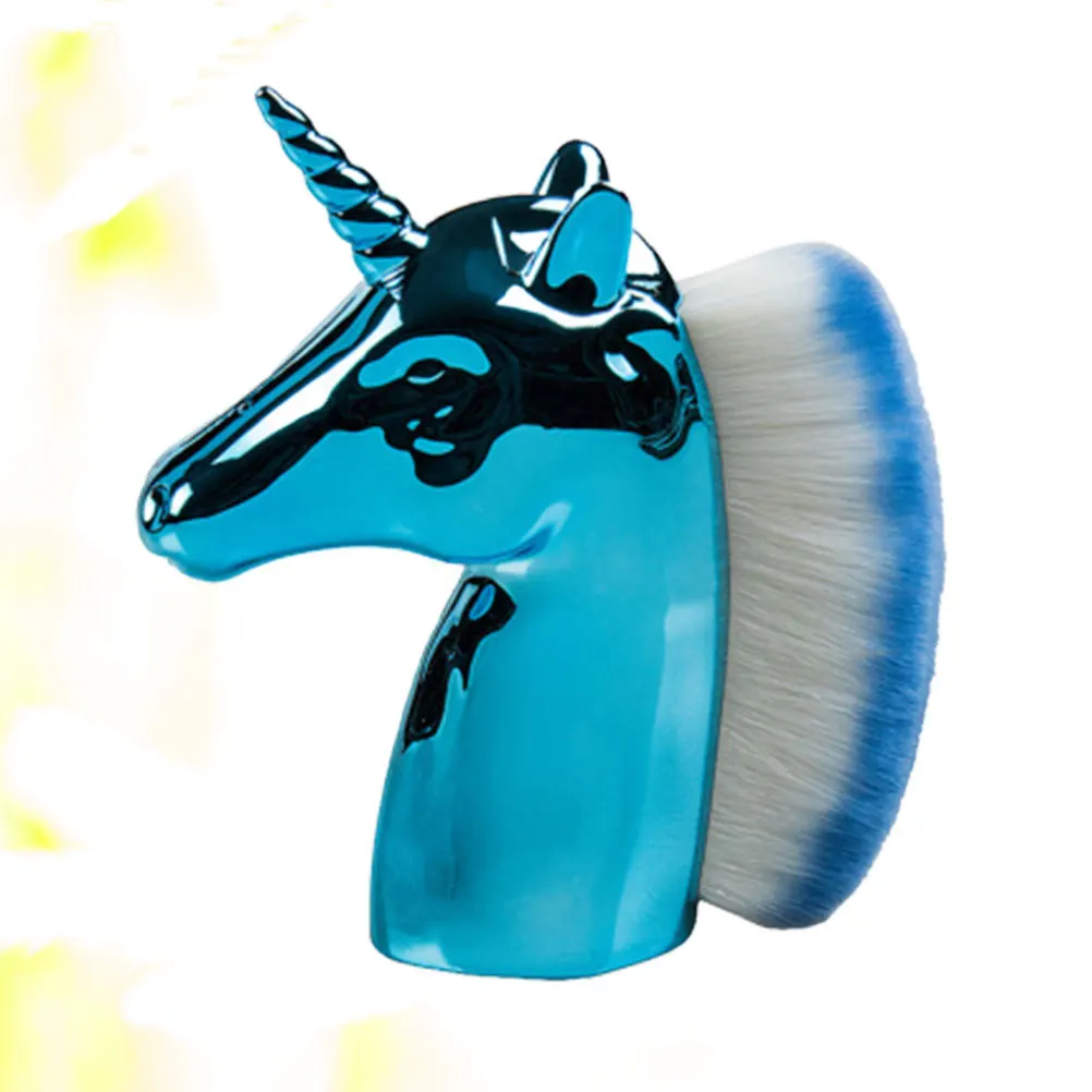 1Pcs Unicorn Design Professional Makeup Brush Cosmetics Powder Blush Foundation Brush for Women Ladies Blue