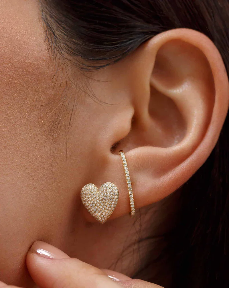 24mm Big Heart Earrings Iced Out Bling Micro Paved 5A Cubic Zirconia Stud Earrings Fashion Women Love Jewelry Gift Wholesale