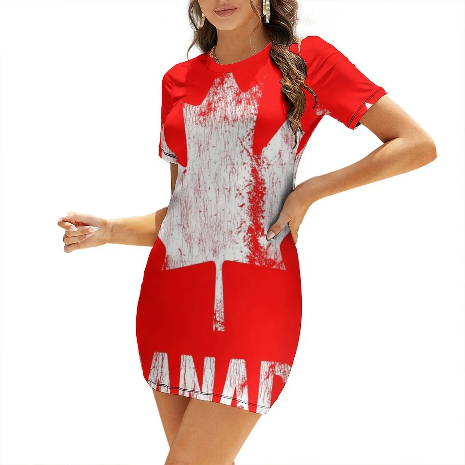 

Canada - Established 1867 Short-Sleeved Dress sexy short dresses daring dresses summer Long dress woman Dress