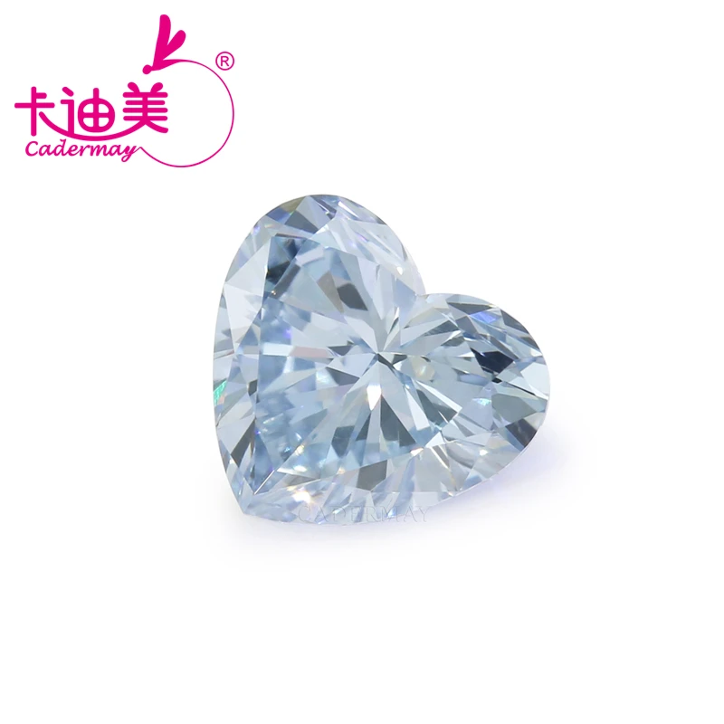 CADERMAY Heart Cut Fancy Blue Color VS1 Clarity HPHT Lab Grown Diamond 0.850 CT Loose Stone Gemstone For Jewelry Making