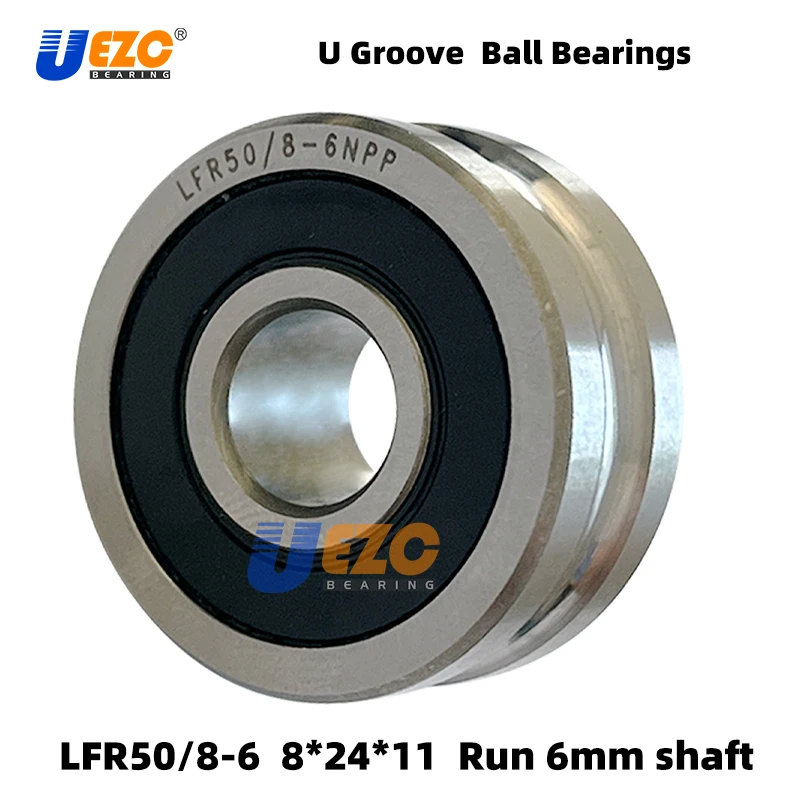 10pcs LFR50/8-6 LFR50/8-8 NPP  U groove pulley track roller bearing LFR50/8  2RS 8*24*11 mm run 6mm / 8mm shaft