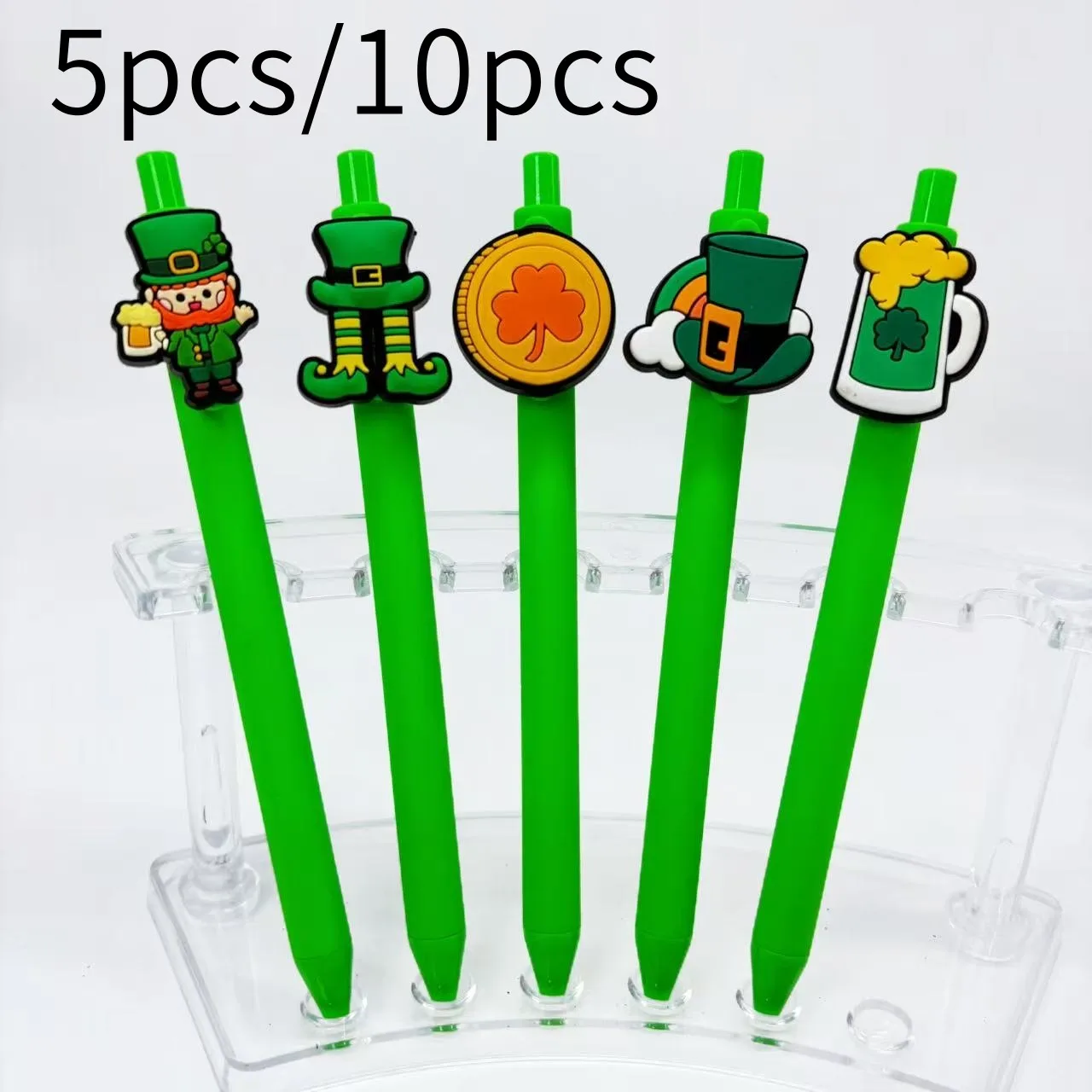

5 шт./10 шт. креативные шариковые ручки на тему Дня Святого Патрика, зеленая бочка, быстросохнущие чернила, подарочные ручки для студентов