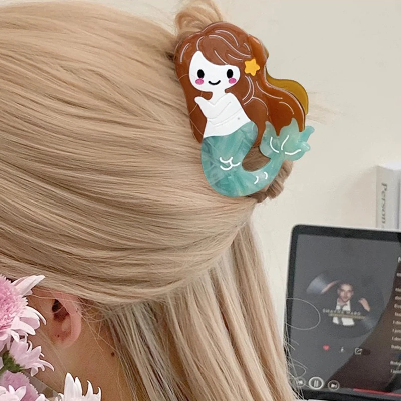 

Ladies' Hair Claw Clips Korean Cartoon Mermaids Ocean Cute Kawaii Sweet Hair Grabs Fashionable Versatile Hair Accessories Girl