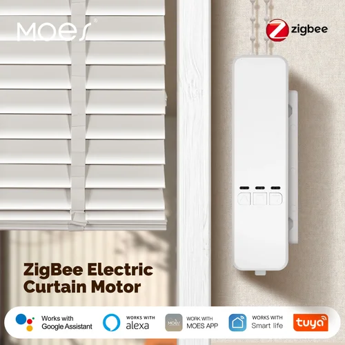 Imagen 1 del producto MOES Tuya Zigbee, persianas enrollables de cadena inteligentes, Unidad de persiana de sombra, Motor de cortina eléctrica, Control por aplicación, funciona con Alexa y Google Home