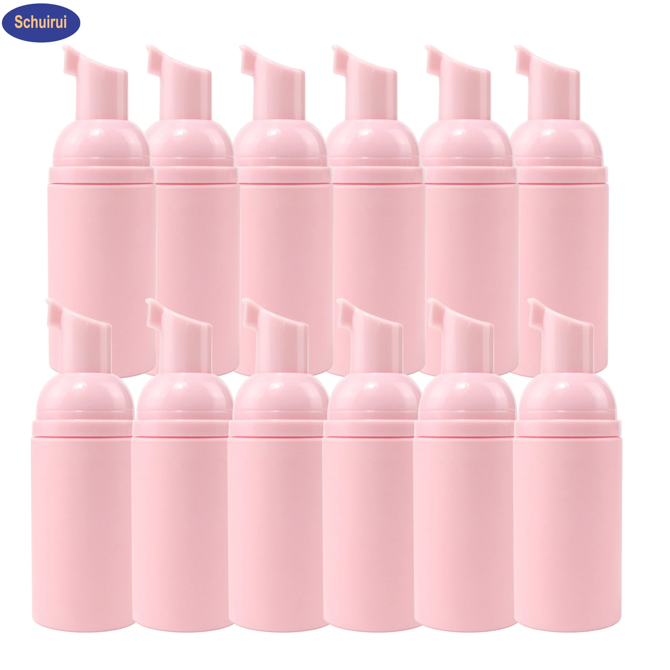 12 pack 50ml Pink Bottle Plastic Foam Bottle Foam Portable Shampoo Bottle Refillable Soap Foam Liquid Dispenser for Travel