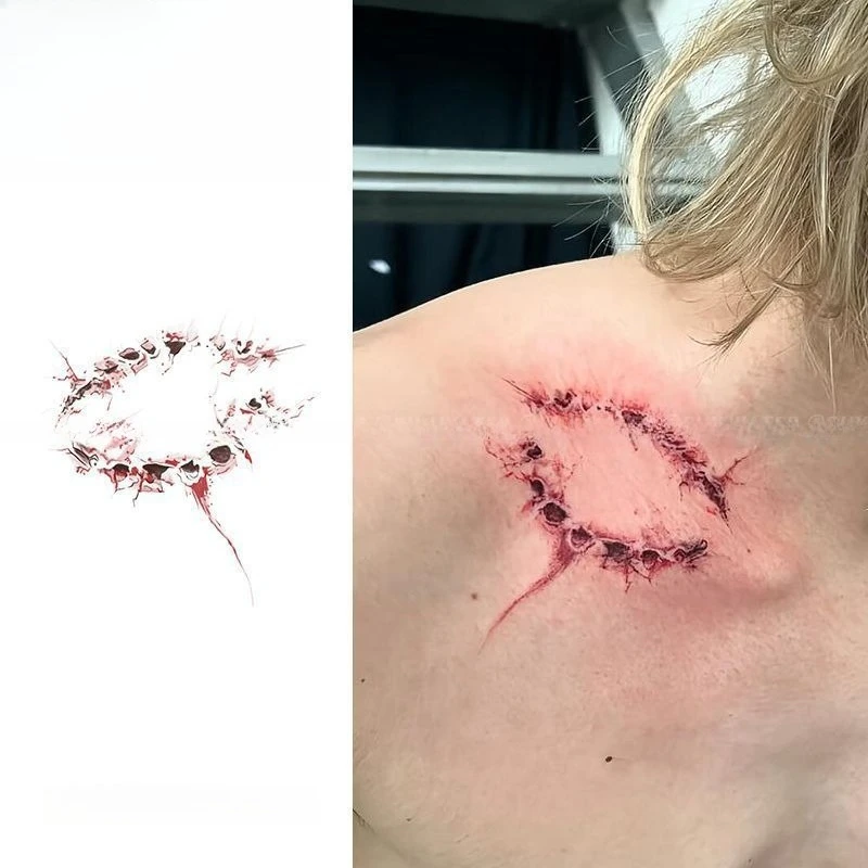 مثير لدغة علامة الوشم ملصق للمرأة رجل مقاوم للماء طويلة الأمد الوشم الترقوة الفن المؤقتة الوشم تأثيري الوشم وهمية #1