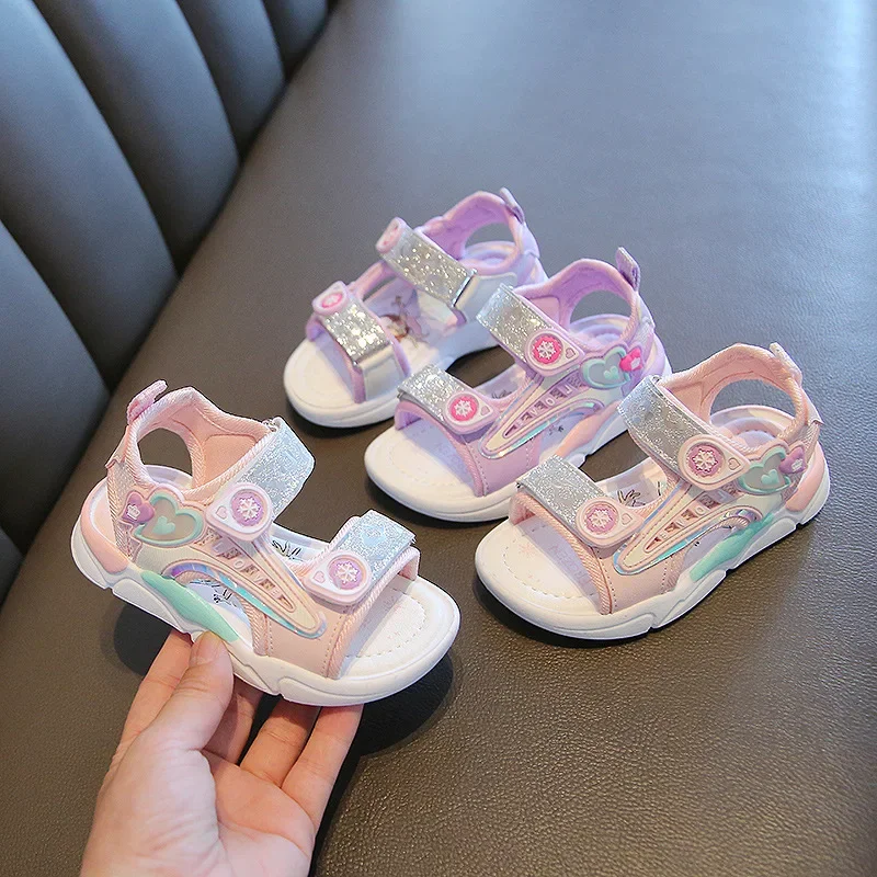 Sandalias Princess Sandals Summer New Cartoon Girl Shoe Soft Sole Baby Sandals Fashion Beach Shoe Flat Sandals Kid Shoe 샌들صنادل