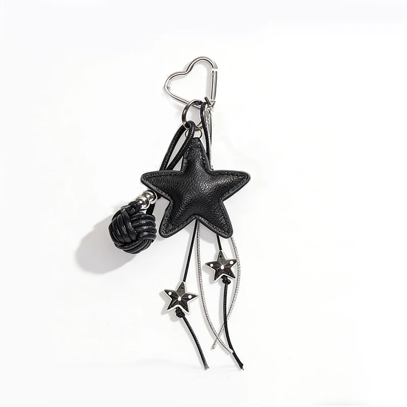 Cute Korean Style Stars Keychain Couple Woven Rope Personality Key Holder Star Ball Keychain Bag Pendant