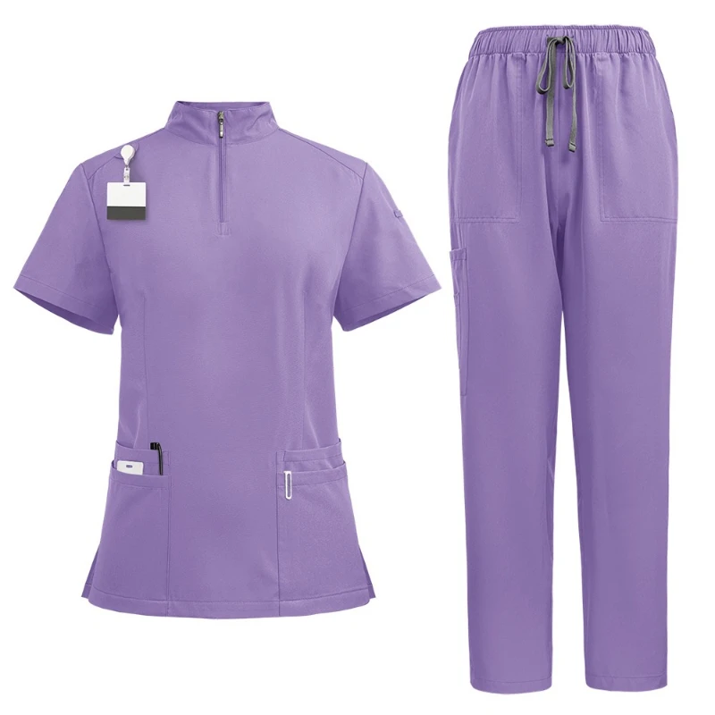 Bequemes, atmungsaktives Peeling-Set mit Stehkragen und Reißverschluss, Krankenschwester-Uniform, Arbeitskleidungsset, Arzt, Krankenschwester, Schönheitssalon, SPA, Arbeitskleidung, Unisex