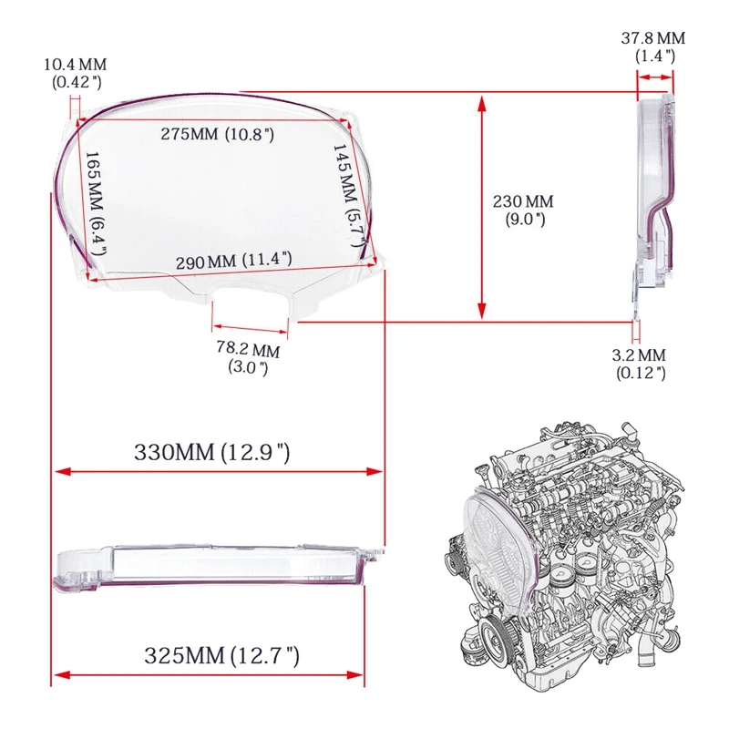 Cubierta transparente de la correa de distribución de la leva para Mitsubishi DSM Evolution Lancer 4G63 Engine EVO 4 5 6 7 8