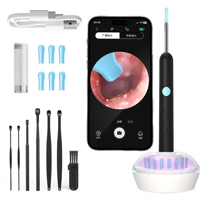 Smart Visual Ear Cleaner Set with Camera 1080P Ear Sticks Ear Wax Removal Tool WIFI Connection HD LED Lights Earpick Endoscope