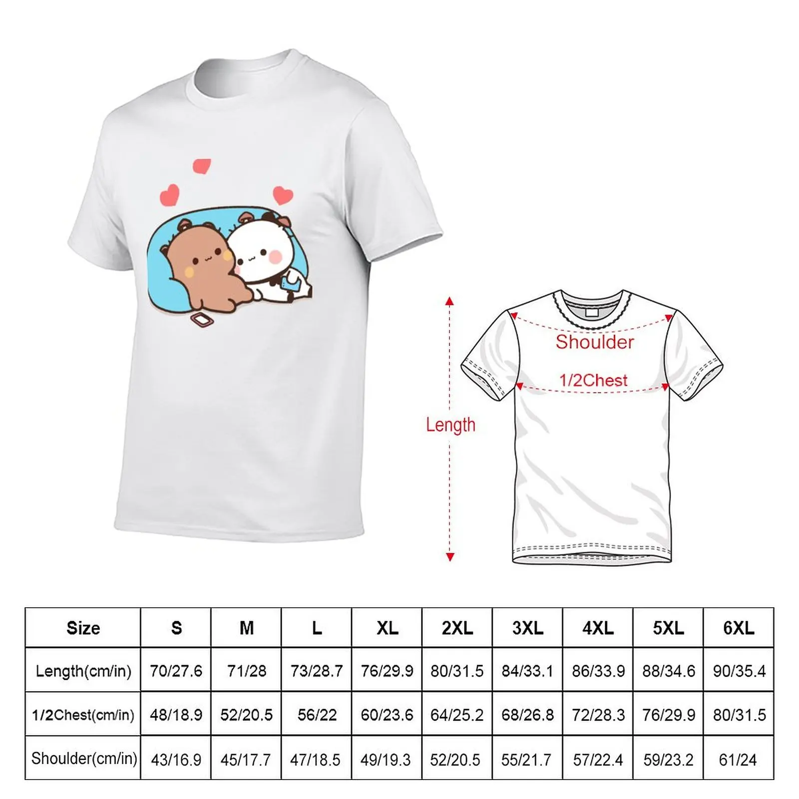 bear and panda bubu dudu balloon T-Shirt Ultra Soft Breathable Tee Top view 2