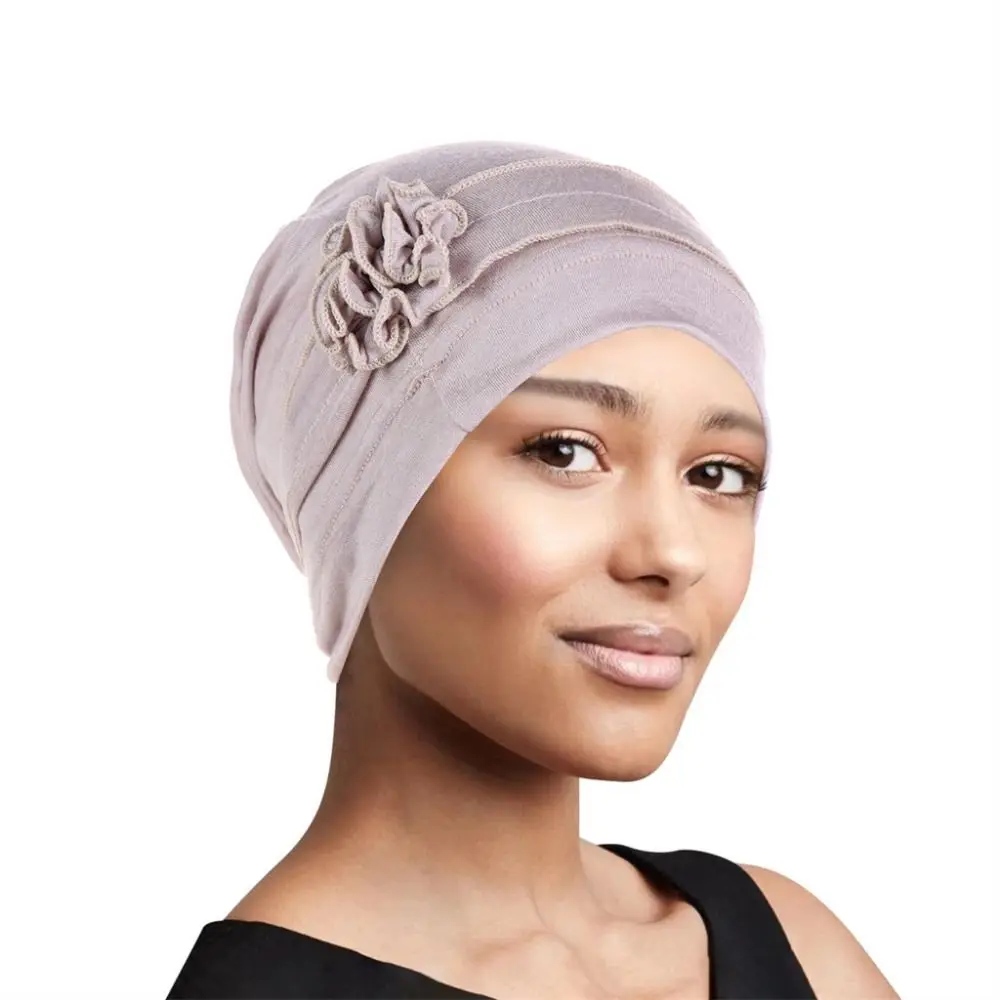 

New Softness Flower Turban Women Hijab Headwrap Headwear Turban Hats Cancer Chemo Beanies Cap