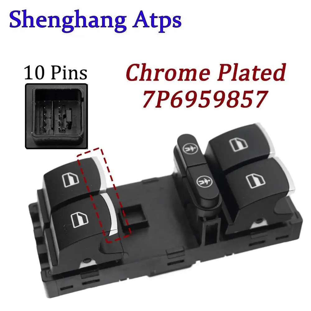 Chrome Master Power Window Switch Button For VW Touareg Sharan Touran Seat Alhambra 2011-2016 7P6959857 7P6 959 857