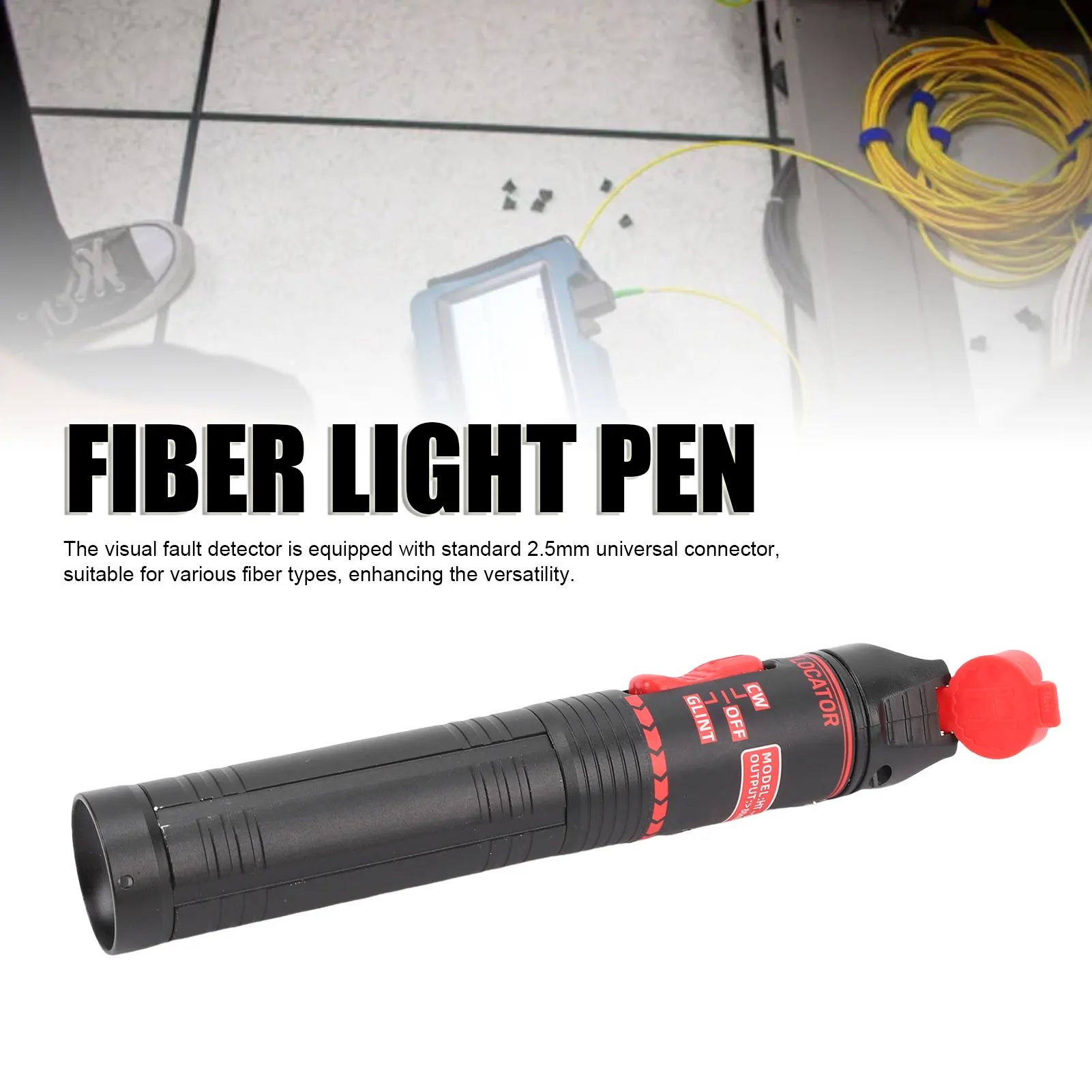 Волоконная световая ручка Волоконно-оптический визуальный локатор неисправностей 80 км 2,5 мм Универсальный разъем Несенсорный перезаряжаемый оптоволоконный ручка красного света