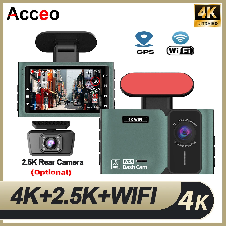 

UHD 4K Wi-Fi видеорегистратор ночного видения камера видеорегистратора с поддержкой GPS 24-часовой парковки мониторинг автомобильного видеорегистратора задняя камера опционально