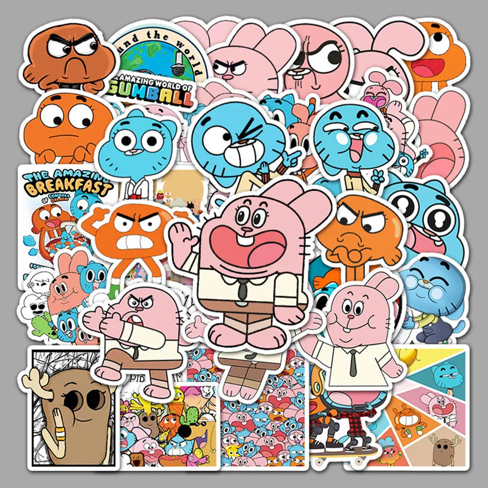 50PCS น่ารัก The Amazing World of Gumball การ์ตูนสติกเกอร์กันน้ํา DIY ตกแต่งโน้ตบุ๊คมือถือกีตาร์กระเป๋าเดินทาง Graffiti ของเล่น