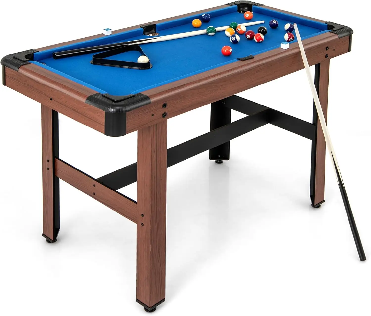 Pool Table, 48 Inch Wooden Billiard Tables with 16 Balls, 2 Cue Sticks, 2 Chalks and Brush, Snooker Table Mini Pool Table