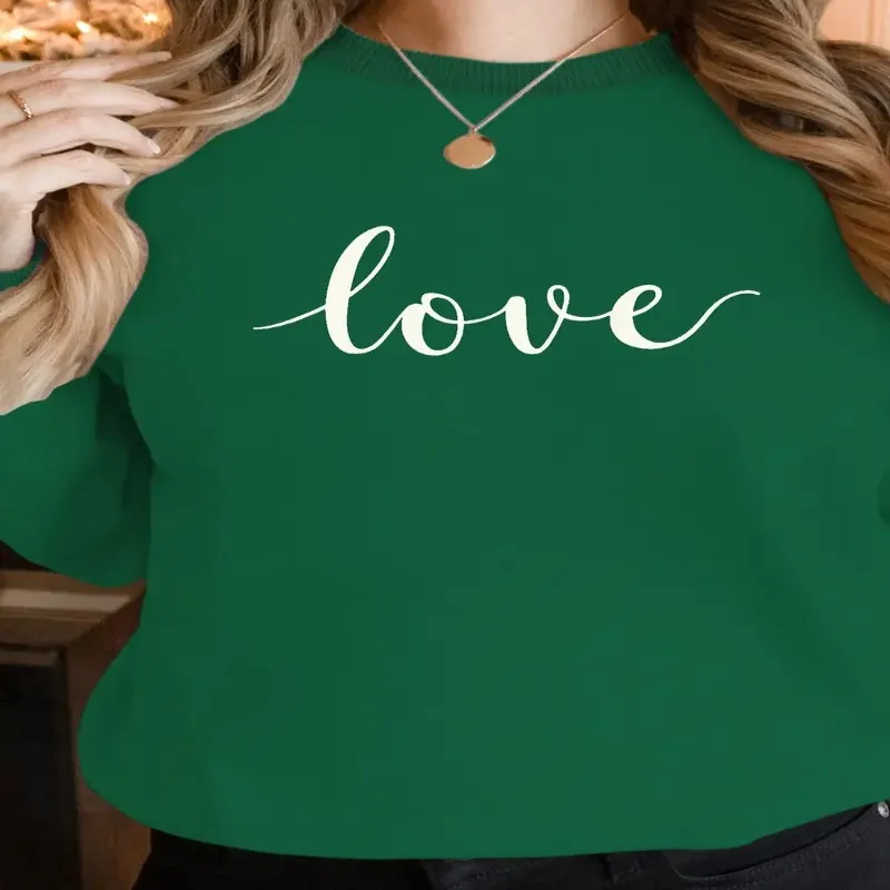 

Зима-Осень, женская толстовка большого размера, женская одежда больших размеров, одежда Love Art с белым текстом, графическая дышащая мягкая теплая ткань, модная