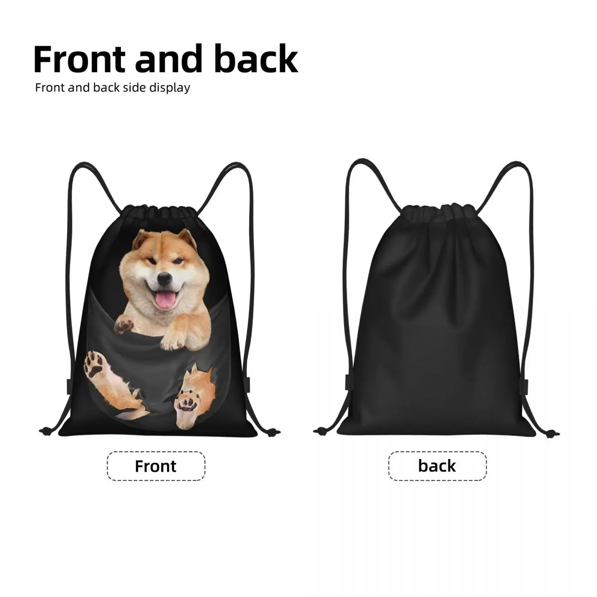 Shiba Inu Puppy Inside Fake Pocket zaino con coulisse borse uomo donna leggero Japan Dog Gym sport Sackpack Sacks viaggiare