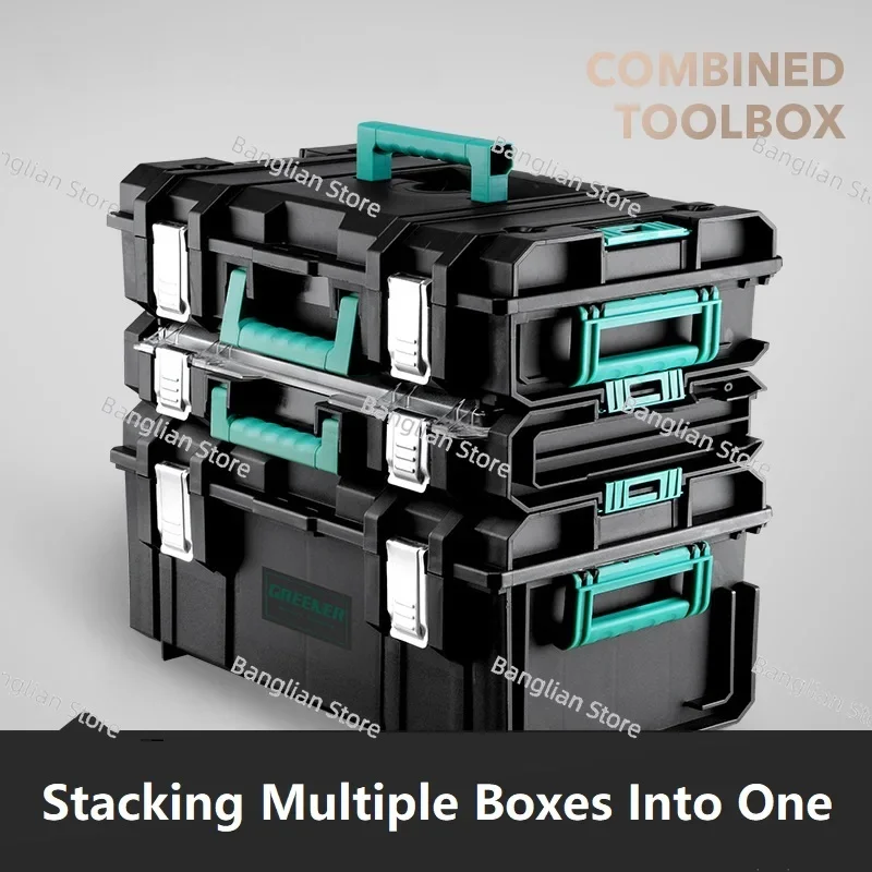 Stackable Storage Tool Box , Safety Toolbox, Garage, Household Case, Waterproof Hardcase, Professional Complete Suitcase