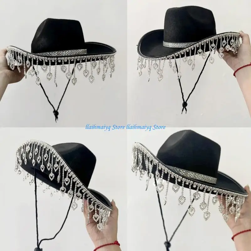 

573B Heart Fringe Hat Spring Wedding Bachelorette Hat for Taking Photo