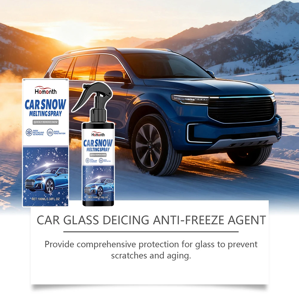 Spray descongelador antiadherente, aerosol seguro multifuncional para agentes de fusión de hielo para ventana de coche