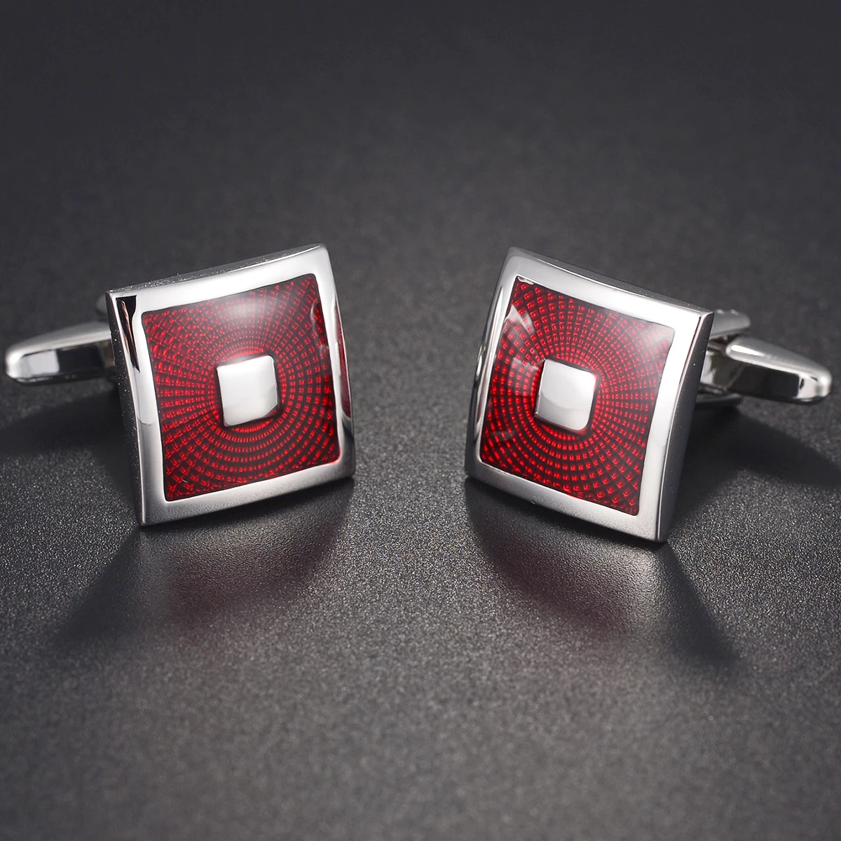 High Quality Wooden/Crystal/Carbon Metal Geometric Cufflinks for Mens French Business Shirt Cuff Links Square Men\'s Cufflinks