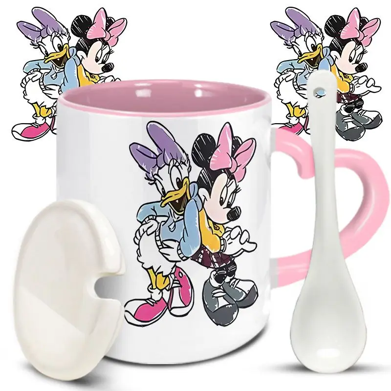 

Дисней Дональд Дак, креативный классический мультфильм, аниме с крышкой, ложкой, кружкой, домашний светильник, роскошная керамическая кофейная чашка