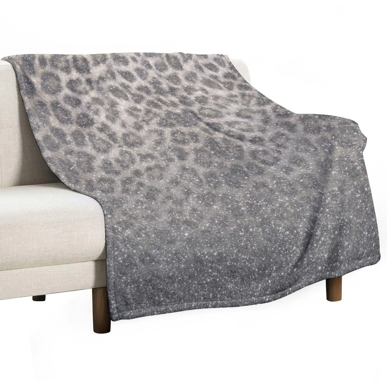 Shimmer (Snow Leopard Glitter Abstract) Throw Blanket Hairys Sofa Quilt Blankets