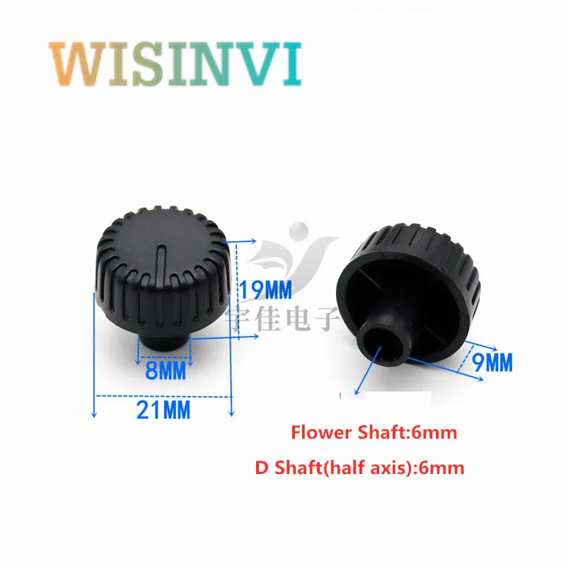 5PCS 21×19MM Plastic Long Handle Knob Diameter 21mm Height 19mm Potentiometer Knob Flower Shaft / D Shaft Inner Hole 6mm