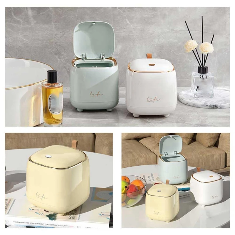 Can Countertop Trash Can , Waste Can with Type Lid, 0.5 Gallon/1.5 Liter Wastebasket Trash Can Dispenser,Creamy Yellow