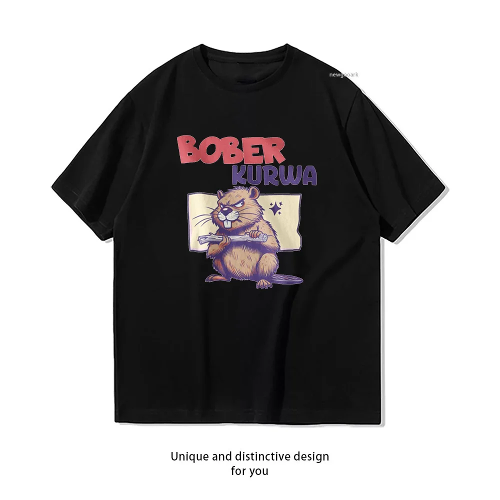 Bober Kurwa Lustiges T-Shirt für Damen und Herren, Sommer, O-Ausschnitt, atmungsaktiv, Grafik-T-Shirts, lässig, Outdoor-Tops, T-Shirt für den Freund