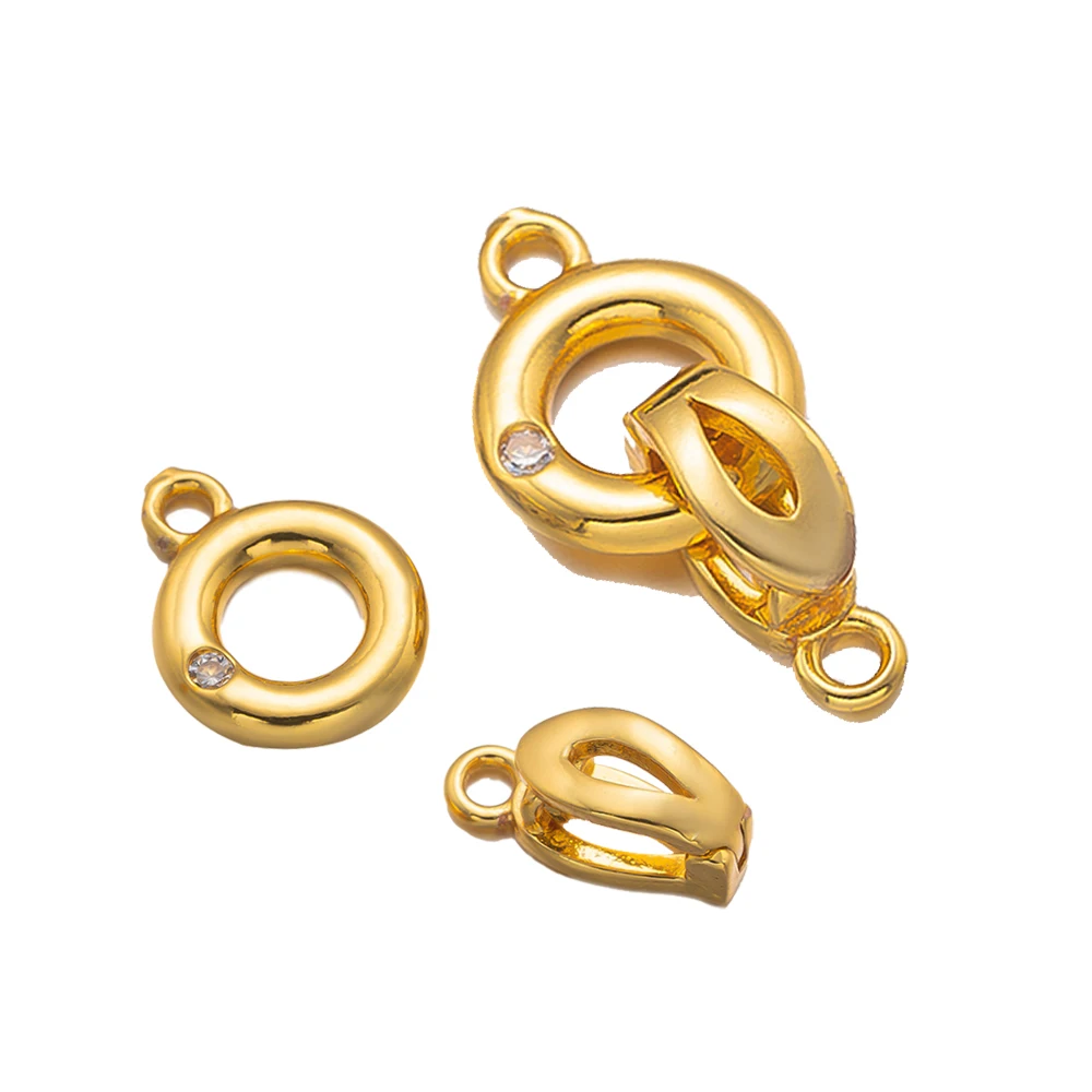 2pcs 18K/14K Gold Zirconia Round Clasp Connector Fastener Lock End Buckle For DIY Necklace Bracelet Jewelry Making Accessories image 5