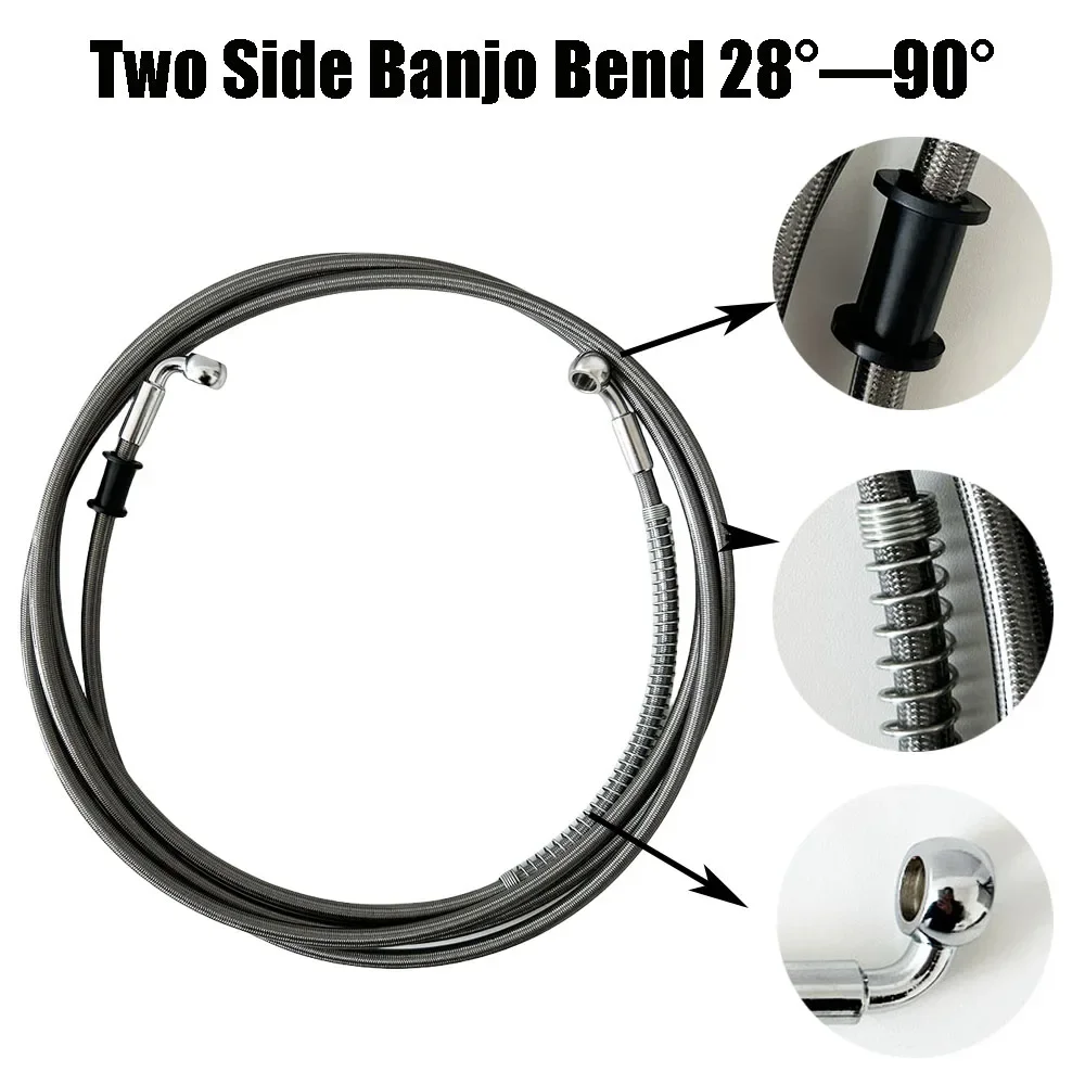 28-90 Gradi10 ~ 500 CM Cavo Tubo Linea Maglia di Acciaio Intrecciato Tubo Olio ATV M10 Banjo Moto Tubo Freno Idraulico Tubo Linea